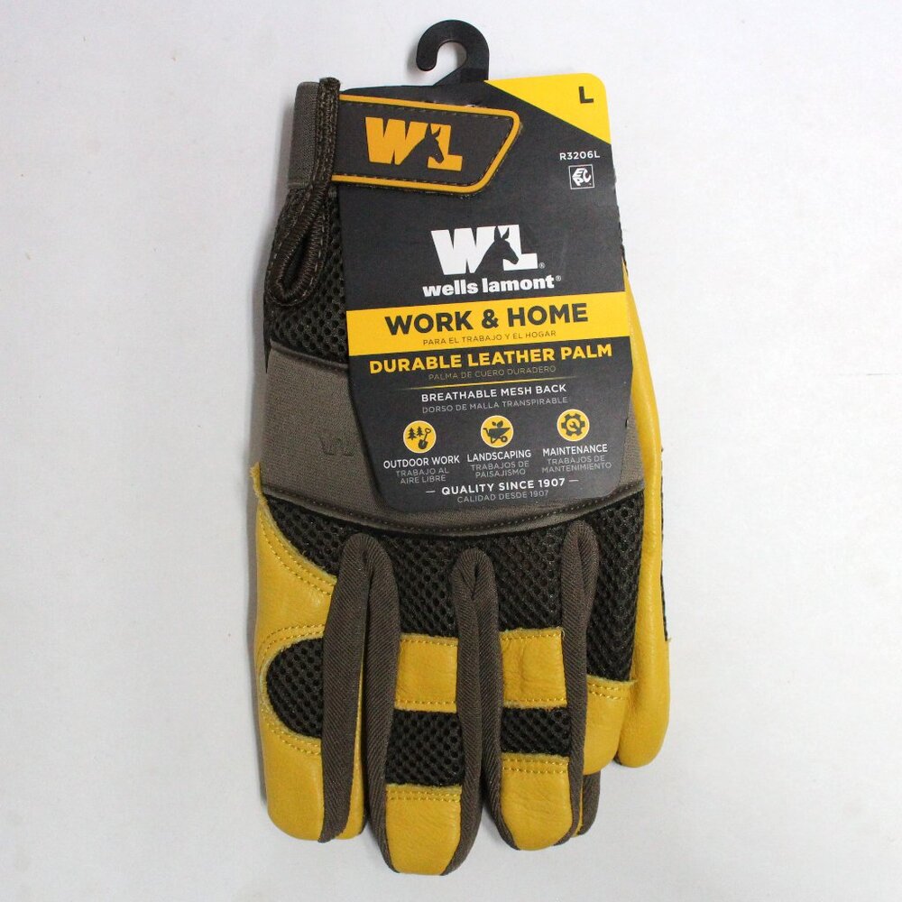 Wells Lamont Work & Home Men's L Grain Leather Gloves